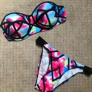 Tie Dye Strapless Bikini